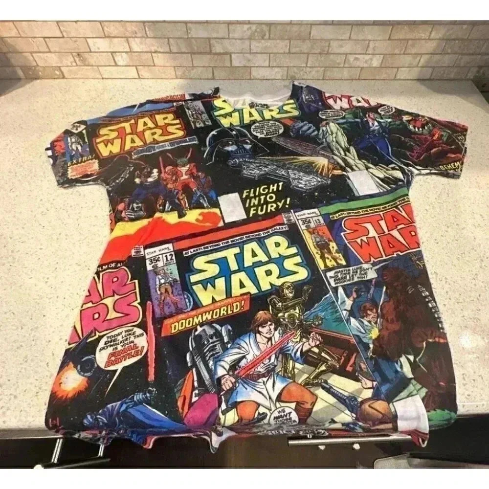 Star Wars T-Shirt All Over Comic Graphic Mega Retro‎ b2